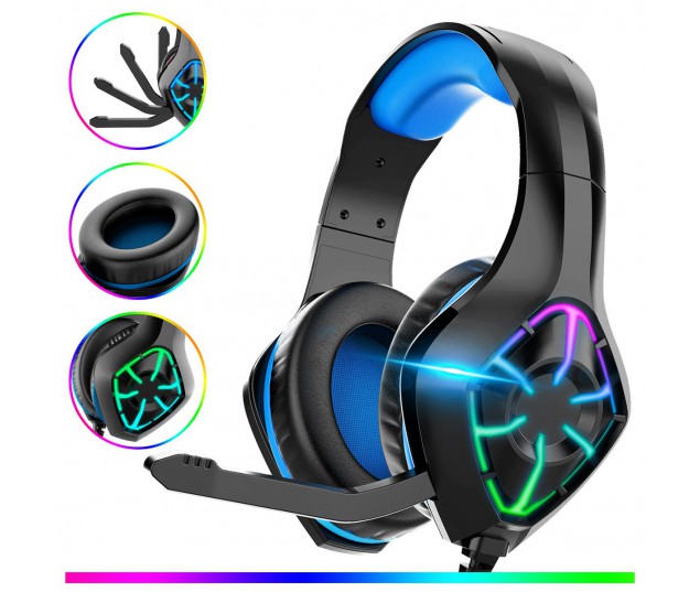 Gaming Headset, für PS5/PC/Xbox/Switch, Kopfhörer mit Kabel, RGB Licht Headset Gaming Headset, für PS5/PC/Xbox/Switch, Kopfhörer mit Kabel, RGB Licht Headset